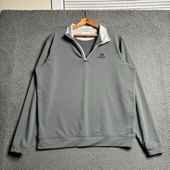 Peter Millar 1/4 Zip Pullover Mens Large US Open Tennis Performance Gray